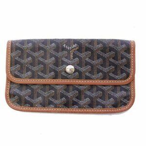 Authentic GOYARD Saint Louis PM Pochette Black-Brown Canvas/Leather Pouch Wallet
